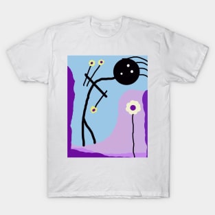 Kid Holding Flowers Stick Figure T-Shirt